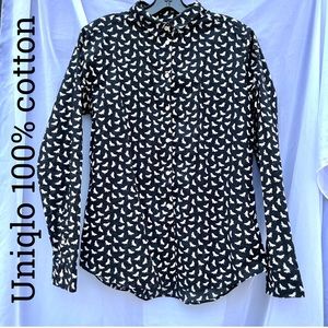 Uniqlo button down bird print women’s shirt M